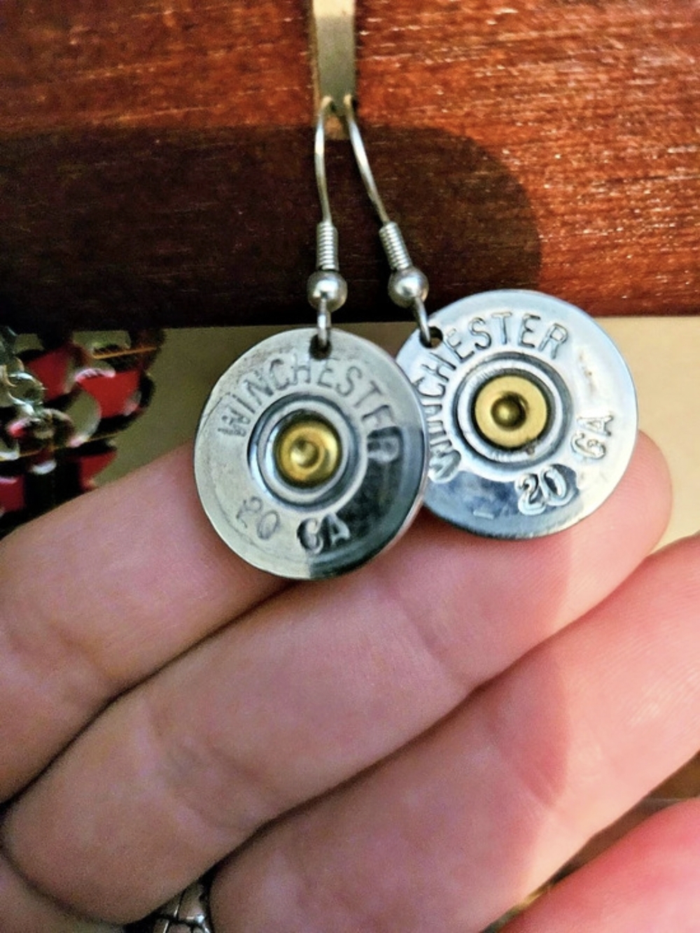 Winchester 20 Gauge Shotgun Shell Dangle Earrings Silver
